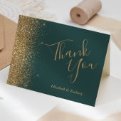 Gouden Glitter Donker Groen Bruiloft Dank u Kaart