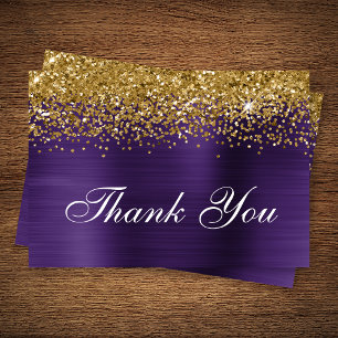 Gouden Glitter Donker Paars Violet Ombre Folie Bedankkaart