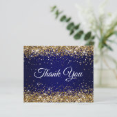 Gouden Glitter Donkerblauwe Ombre Dank Je (Staand voorkant)