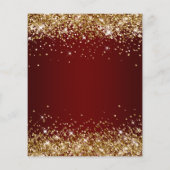 Gouden Glitter Donkerrode Ombre Uitnodiging 60e Ve Flyer (Achterkant)