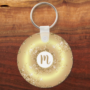 Gouden glitter donut monogram script girly luxe sleutelhanger