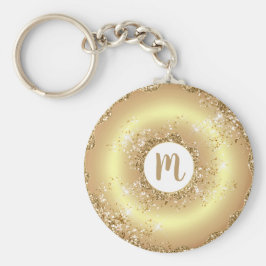 Gouden glitter donut monogram script girly luxe sleutelhanger