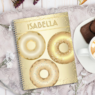Gouden glitter donuts moderne glam meisjesnaam notitieboek
