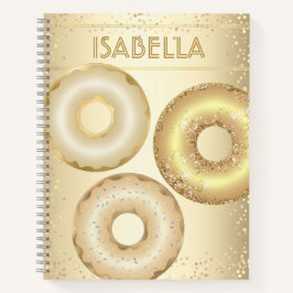 Gouden glitter donuts naam moderne glam girly notitieboek