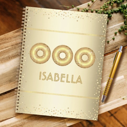 Gouden glitter donuts vet moderne meisjesachtige l notitieboek
