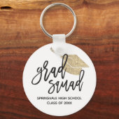 Gouden Glitter Dop Gradsquad Afstudeercadeau Sleutelhanger (Voorkant)