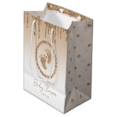 Gouden Glitter Drip Baby shower Gift Bag Medium Cadeauzakje (Voorkant Gekanteld)