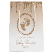 Gouden Glitter Drip Baby shower Gift Bag Medium Cadeauzakje (Achterkant)