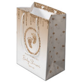 Gouden Glitter Drip Baby shower Gift Bag Medium Cadeauzakje (Achterkant Gekanteld)