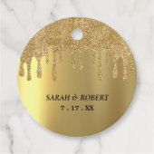 Gouden Glitter Drip Bruiloft Bedankjes Labels (Voorkant)