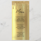Gouden Glitter Drip Bruiloft Receptie Menu (Voorkant)