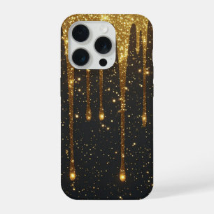 Gouden Glitter Drip Elegantie ✨ Luxe Glinsterend iPhone 15 Pro Case