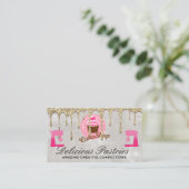 Gouden Glitter Drip | Gebak Cupcake Visitekaartje (Staand voorkant)