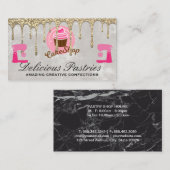 Gouden Glitter Drip | Gebak Cupcake Visitekaartje (Voorkant / Achterkant)