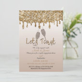 Gouden Glitter Drip Glam Brunch Trouwfeest Kaart (Staand voorkant)