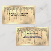 Gouden Glitter Drip | Gouden Rand Klantenkaartje (Voorkant / Achterkant)