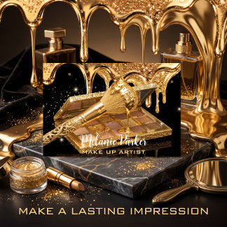 Gouden Glitter Drip Make-up Borstel & Oogschaduw Visitekaartje