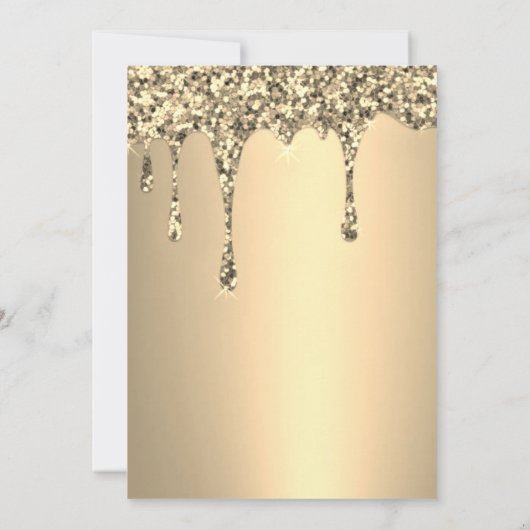 Gouden Glitter Drip Meisje Meisje 10e Verjaardag Kaart (Achterkant)