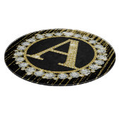 Gouden Glitter Drip Monogram Eén Persoonlijke Init Snijplank (Hoek)