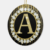 Gouden Glitter Drip Monogram Eerste Letter van de Keramisch Ornament (Links)