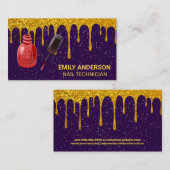 Gouden Glitter Drip | Paarse Glitter | Nagellak Visitekaartje (Voorkant / Achterkant)