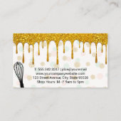 Gouden Glitter Drip | Polka Dot Patroon en Whisk Visitekaartje (Achterkant)
