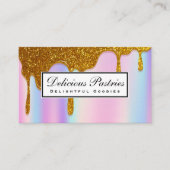 Gouden Glitter Drip | Rainbow Blend Achtergrond Visitekaartje (Voorkant)