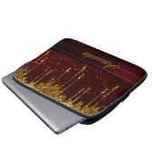 Gouden Glitter Drip Rode Glans Elektronicatas Laptop Sleeve (Voorkant onderkant)