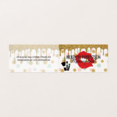 Gouden Glitter Drip | Rode kus | Polka Dot Patroon Visitekaartje (Buitenkant ongevouwen)