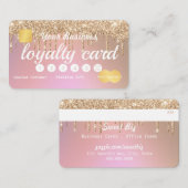 Gouden Glitter Drip Roos Roze Loyaliteit Credit Visitekaartje (Voorkant / Achterkant)
