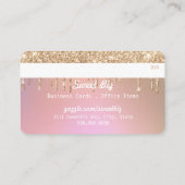 Gouden Glitter Drip Roos Roze Loyaliteit Credit Visitekaartje (Achterkant)