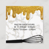 Gouden Glitter Drip | Wit marmer en whisky Vierkante Visitekaartje (Achterkant)