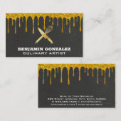 Gouden Glitter Dripping | Golden Whisk Mes Visitekaartje (Voorkant / Achterkant)
