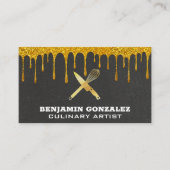 Gouden Glitter Dripping | Golden Whisk Mes Visitekaartje (Voorkant)
