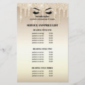 Gouden Glitter Dripps EYELASH SALON SERVICE OVERZI Flyer (Voorkant)