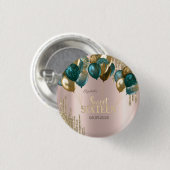 Gouden Glitter Drips Ballonnen Roos Goud Sweet 16 Ronde Button 3,2 Cm (Voorkant /achterkant)