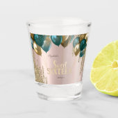 Gouden Glitter Drips Ballonnen Roos Goud Sweet 16 Shot Glas (Voorkant)