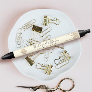 Gouden Glitter Drips Cupcake Bakkerij Gebak Chef C Zwarte Inkt Pen