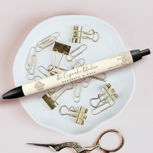 Gouden Glitter Drips Cupcake Bakkerij Gebak Chef C Zwarte Inkt Pen