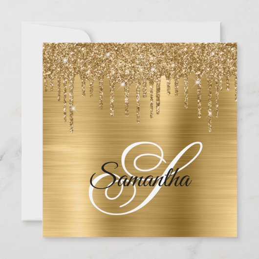 Gouden Glitter Drips en Folie 40e Verjaardag Kaart (Achterkant)