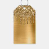 Gouden Glitter Drips Folie Happy Birthday Cadeaulabel (Achterkant)