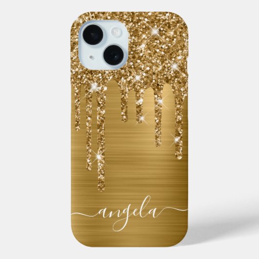 Gouden Glitter Drips Glam Girly Signature Case-Mate iPhone Case (Achterkant)