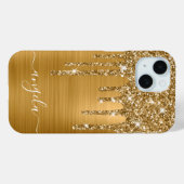 Gouden Glitter Drips Glam Girly Signature Case-Mate iPhone Case (Achterkant (horizontaal))