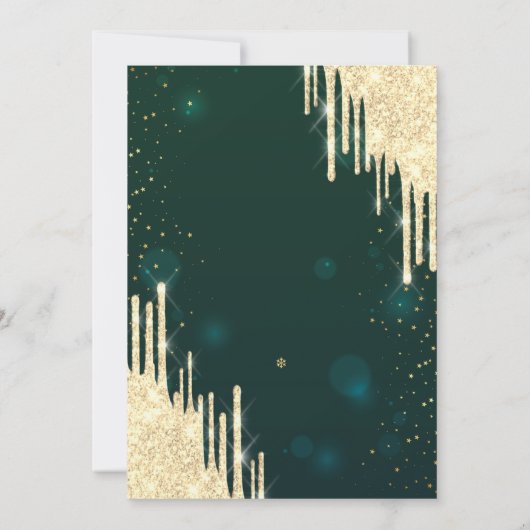 Gouden Glitter Drips Groen 50ste Verjaardag Kaart (Achterkant)