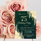 Gouden Glitter Drips Groen 75e verjaardag Kaart