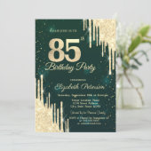 Gouden Glitter Drips Groen 85e verjaardag Kaart (Staand voorkant)