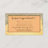 Gouden Glitter Drips Haar Salon Afspraakkaart Visitekaartje (Achterkant)