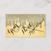 Gouden Glitter Drips Haar Salon Afspraakkaart Visitekaartje (Voorkant)