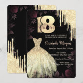 Gouden Glitter Drips Jurk Gotische 18e Verjaardag Kaart (Voorkant / Achterkant)