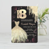 Gouden Glitter Drips Jurk Gotische 18e Verjaardag Kaart (Staand voorkant)